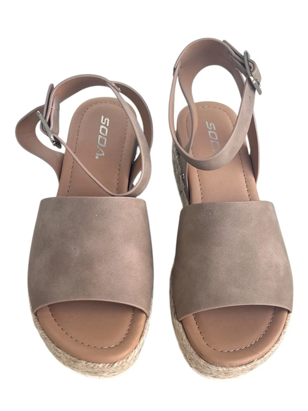 Soda TOPIC Open Toe Ankle Strap Espadrilles Flatform Wedge Sandal Size 8.5